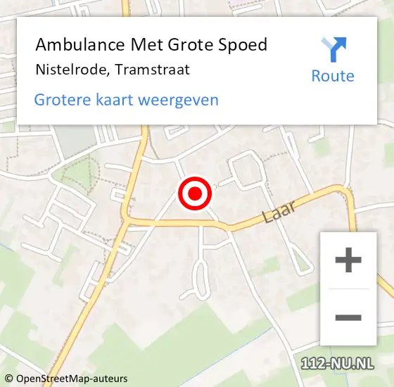 Locatie op kaart van de 112 melding: Ambulance Met Grote Spoed Naar Nistelrode, Tramstraat op 19 februari 2020 08:38