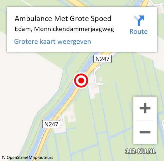 Locatie op kaart van de 112 melding: Ambulance Met Grote Spoed Naar Edam, Monnickendammerjaagweg op 19 februari 2020 08:49
