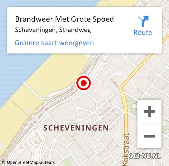 Locatie op kaart van de 112 melding: Brandweer Met Grote Spoed Naar Scheveningen, Strandweg op 19 februari 2020 08:58