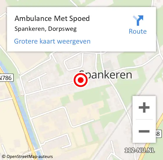 Locatie op kaart van de 112 melding: Ambulance Met Spoed Naar Spankeren, Dorpsweg op 19 februari 2020 09:01