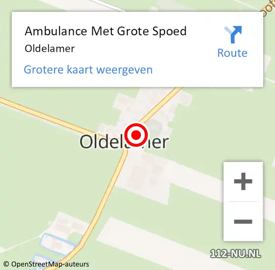 Locatie op kaart van de 112 melding: Ambulance Met Grote Spoed Naar Oldelamer op 19 februari 2020 10:41