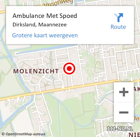 Locatie op kaart van de 112 melding: Ambulance Met Spoed Naar Dirksland, Maannezee op 19 februari 2020 11:23