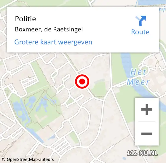 Locatie op kaart van de 112 melding: Politie Boxmeer, de Raetsingel op 19 februari 2020 11:25