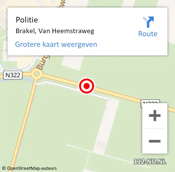 Locatie op kaart van de 112 melding: Politie Brakel, Van Heemstraweg op 19 februari 2020 11:37