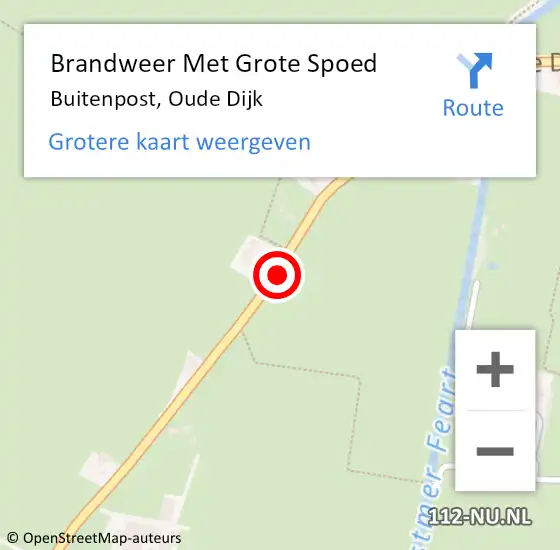 Locatie op kaart van de 112 melding: Brandweer Met Grote Spoed Naar Buitenpost, Oude Dijk op 19 februari 2020 12:19