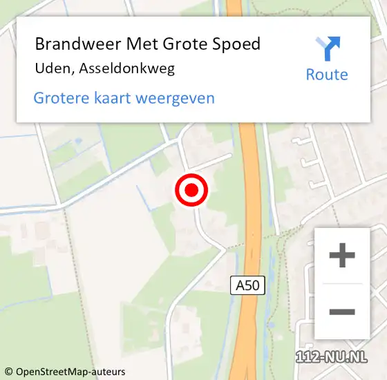 Locatie op kaart van de 112 melding: Brandweer Met Grote Spoed Naar Uden, Asseldonkweg op 19 februari 2020 12:39