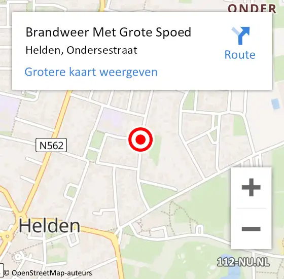 Locatie op kaart van de 112 melding: Brandweer Met Grote Spoed Naar Helden, Ondersestraat op 19 februari 2020 12:58