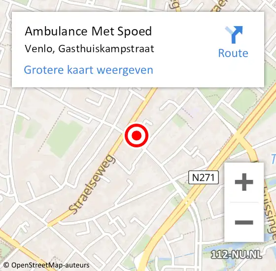 Locatie op kaart van de 112 melding: Ambulance Met Spoed Naar Venlo, Gasthuiskampstraat op 28 april 2014 22:21