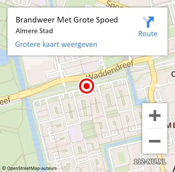 Locatie op kaart van de 112 melding: Brandweer Met Grote Spoed Naar Almere Stad op 19 februari 2020 13:13
