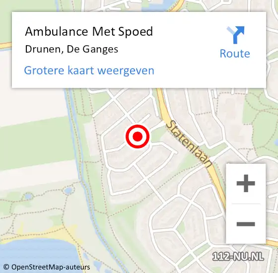 Locatie op kaart van de 112 melding: Ambulance Met Spoed Naar Drunen, De Ganges op 28 april 2014 22:32