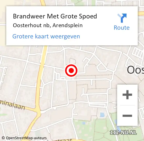 Locatie op kaart van de 112 melding: Brandweer Met Grote Spoed Naar Oosterhout nb, Arendsplein op 19 februari 2020 14:05