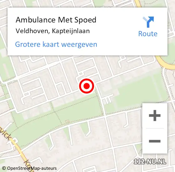 Locatie op kaart van de 112 melding: Ambulance Met Spoed Naar Veldhoven, Kapteijnlaan op 19 februari 2020 14:09