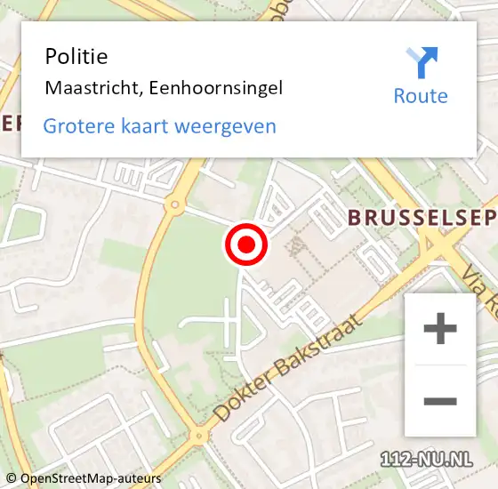 Locatie op kaart van de 112 melding: Politie Maastricht, Eenhoornsingel op 19 februari 2020 14:42