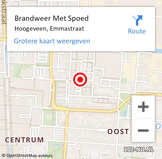 Locatie op kaart van de 112 melding: Brandweer Met Spoed Naar Hoogeveen, Nassaustraat op 28 april 2014 22:40