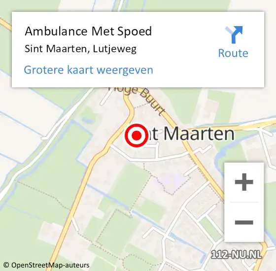 Locatie op kaart van de 112 melding: Ambulance Met Spoed Naar Sint Maarten, Lutjeweg op 28 april 2014 22:42