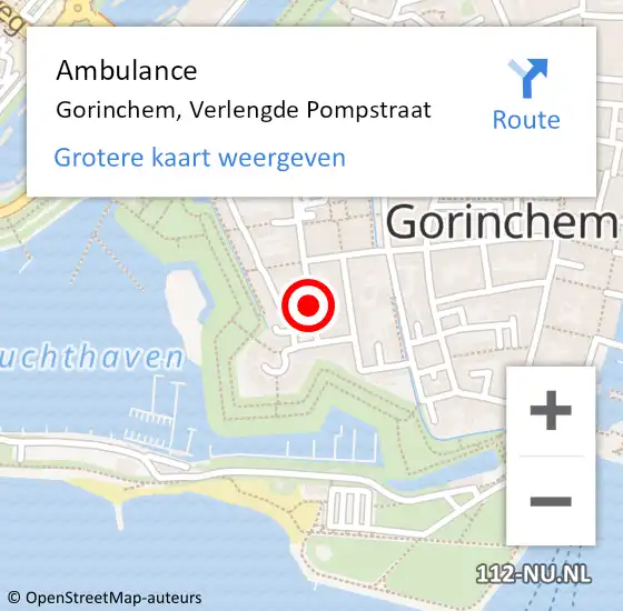 Locatie op kaart van de 112 melding: Ambulance Gorinchem, Verlengde Pompstraat op 19 februari 2020 14:54