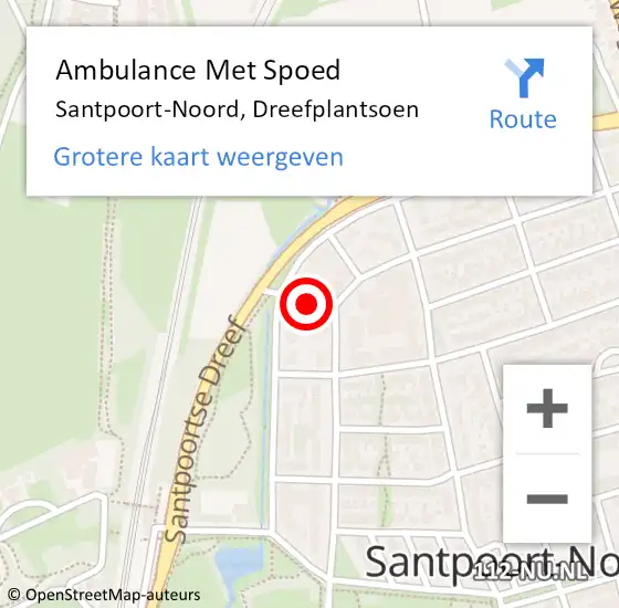 Locatie op kaart van de 112 melding: Ambulance Met Spoed Naar Santpoort-Noord, Dreefplantsoen op 19 februari 2020 15:11