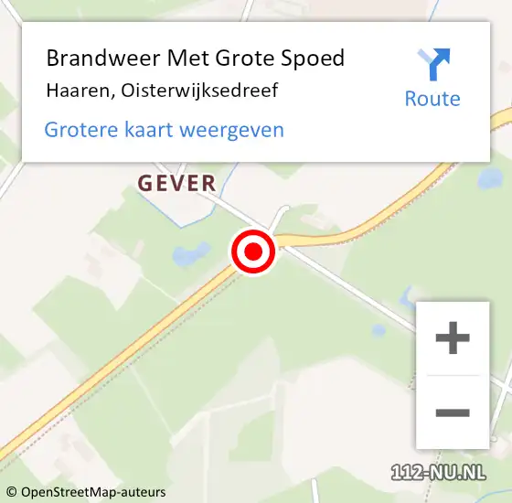 Locatie op kaart van de 112 melding: Brandweer Met Grote Spoed Naar Haaren, Oisterwijksedreef op 19 februari 2020 15:15