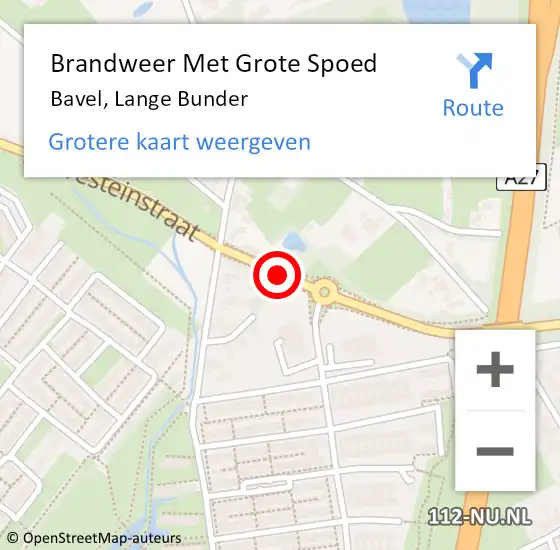 Locatie op kaart van de 112 melding: Brandweer Met Grote Spoed Naar Bavel, Lange Bunder op 19 februari 2020 15:20