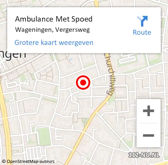 Locatie op kaart van de 112 melding: Ambulance Met Spoed Naar Wageningen, Vergersweg op 19 februari 2020 16:26