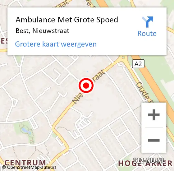 Locatie op kaart van de 112 melding: Ambulance Met Grote Spoed Naar Best, Nieuwstraat op 19 februari 2020 16:27