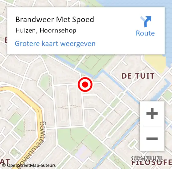 Locatie op kaart van de 112 melding: Brandweer Met Spoed Naar Huizen, Hoornsehop op 19 februari 2020 18:05