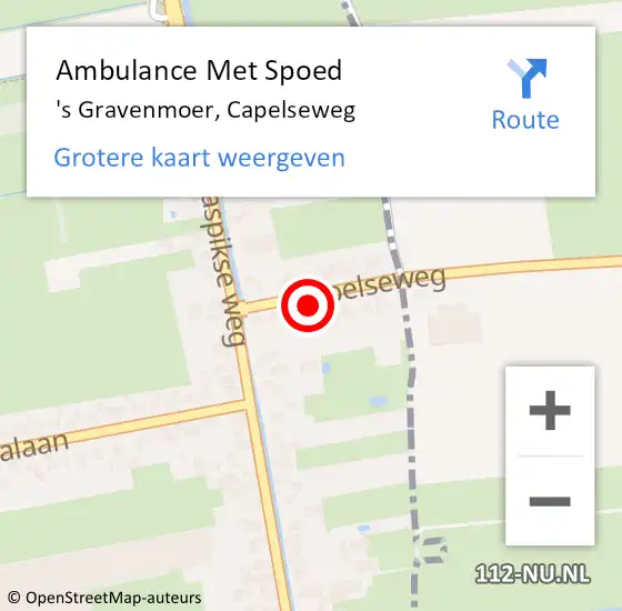 Locatie op kaart van de 112 melding: Ambulance Met Spoed Naar 's Gravenmoer, Capelseweg op 28 april 2014 23:46