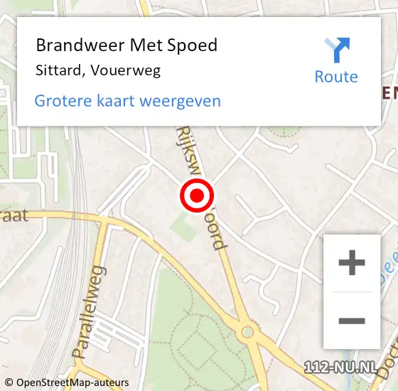 Locatie op kaart van de 112 melding: Brandweer Met Spoed Naar Sittard, Vouerweg op 19 februari 2020 20:37