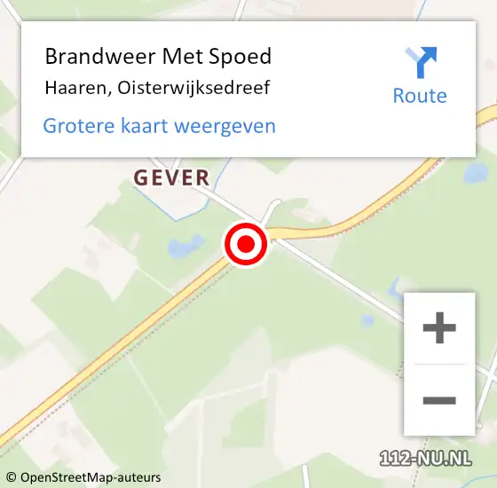 Locatie op kaart van de 112 melding: Brandweer Met Spoed Naar Haaren, Oisterwijksedreef op 19 februari 2020 21:54