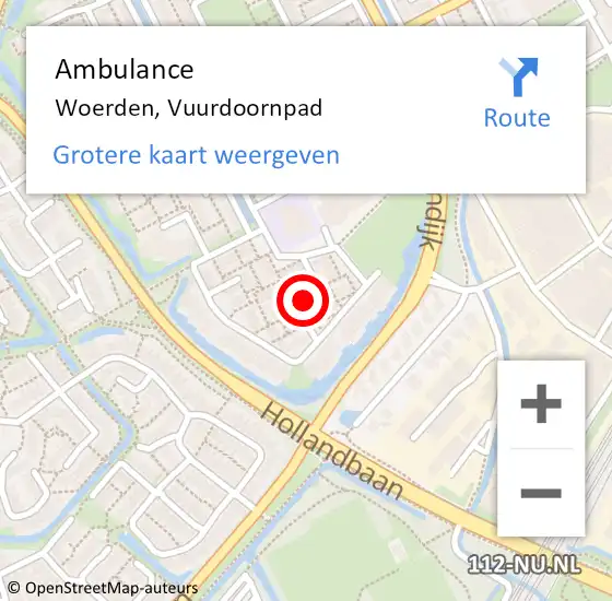 Locatie op kaart van de 112 melding: Ambulance Woerden, Vuurdoornpad op 30 september 2013 11:52