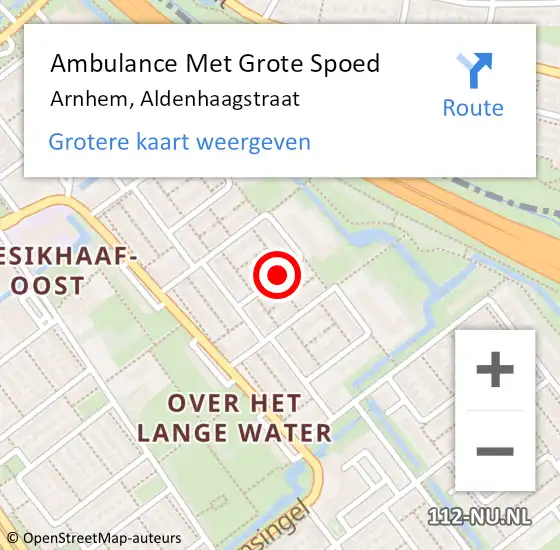 Locatie op kaart van de 112 melding: Ambulance Met Grote Spoed Naar Arnhem, Aldenhaagstraat op 19 februari 2020 23:19