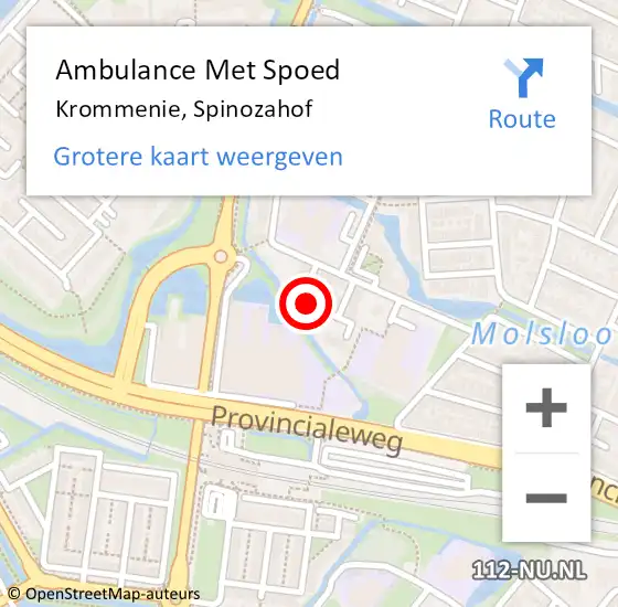 Locatie op kaart van de 112 melding: Ambulance Met Spoed Naar Krommenie, Spinozahof op 20 februari 2020 01:51