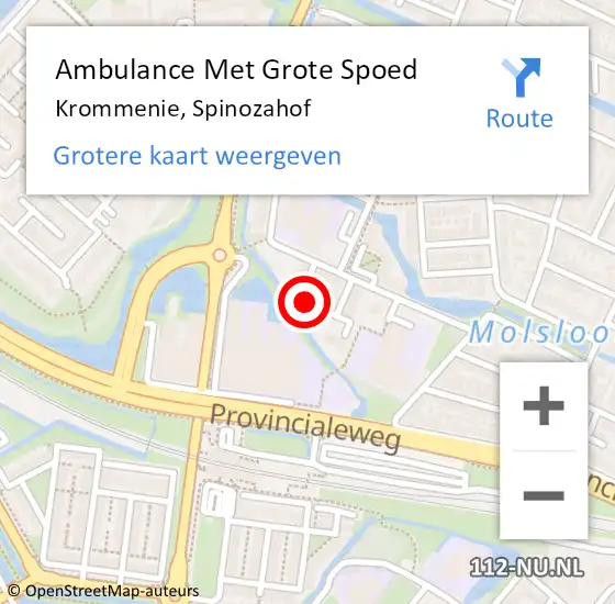 Locatie op kaart van de 112 melding: Ambulance Met Grote Spoed Naar Krommenie, Spinozahof op 20 februari 2020 02:10