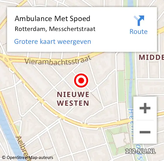 Locatie op kaart van de 112 melding: Ambulance Met Spoed Naar Rotterdam, Messchertstraat op 20 februari 2020 05:16