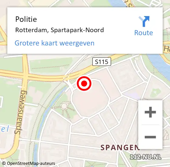 Locatie op kaart van de 112 melding: Politie Rotterdam, Spartapark-Noord op 20 februari 2020 08:32