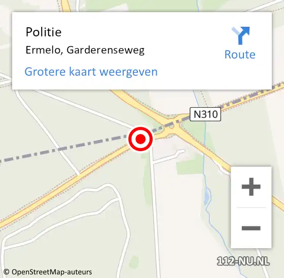 Locatie op kaart van de 112 melding: Politie Ermelo, Garderenseweg op 20 februari 2020 08:33