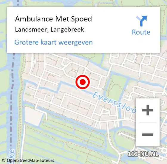 Locatie op kaart van de 112 melding: Ambulance Met Spoed Naar Landsmeer, Langebreek op 20 februari 2020 08:46