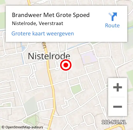 Locatie op kaart van de 112 melding: Brandweer Met Grote Spoed Naar Nistelrode, Veerstraat op 20 februari 2020 09:01