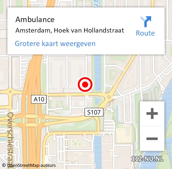 Locatie op kaart van de 112 melding: Ambulance Amsterdam, Hoek van Hollandstraat op 20 februari 2020 09:22
