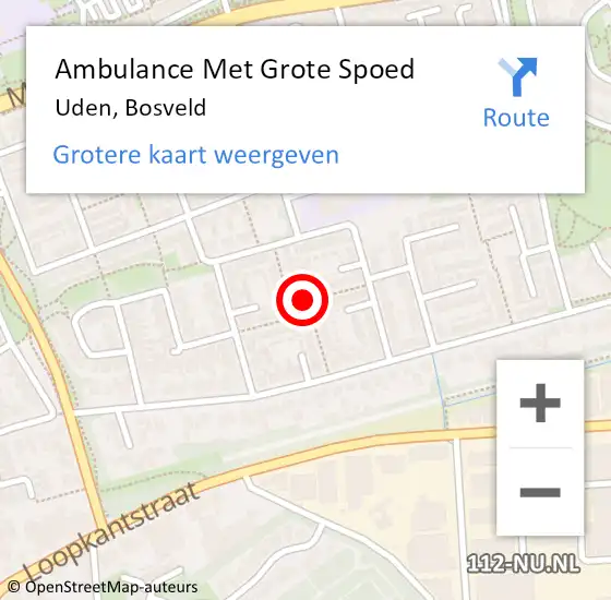 Locatie op kaart van de 112 melding: Ambulance Met Grote Spoed Naar Uden, Bosveld op 20 februari 2020 09:43
