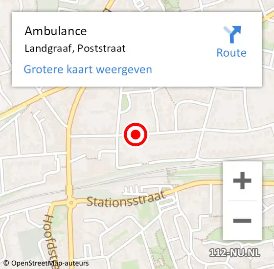 Locatie op kaart van de 112 melding: Ambulance Landgraaf, Poststraat op 20 februari 2020 10:56