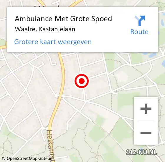 Locatie op kaart van de 112 melding: Ambulance Met Grote Spoed Naar Waalre, Kastanjelaan op 20 februari 2020 11:31