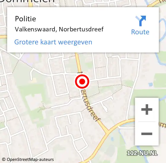 Locatie op kaart van de 112 melding: Politie Valkenswaard, Norbertusdreef op 20 februari 2020 11:31