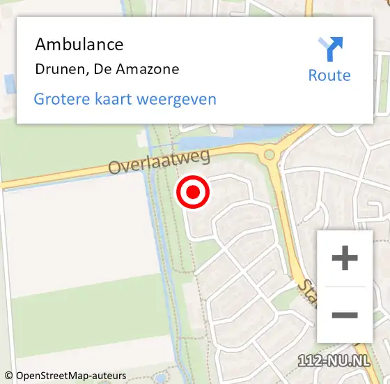 Locatie op kaart van de 112 melding: Ambulance Drunen, De Amazone op 20 februari 2020 12:30