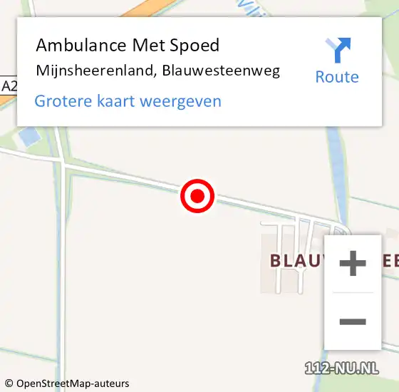 Locatie op kaart van de 112 melding: Ambulance Met Spoed Naar Mijnsheerenland, Blauwesteenweg op 20 februari 2020 14:55