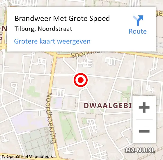 Locatie op kaart van de 112 melding: Brandweer Met Grote Spoed Naar Tilburg, Noordstraat op 20 februari 2020 15:18