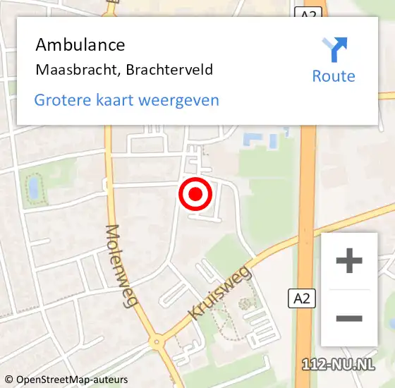 Locatie op kaart van de 112 melding: Ambulance Maasbracht, Brachterveld op 20 februari 2020 15:54