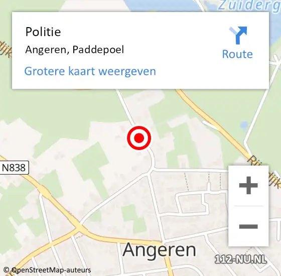 Locatie op kaart van de 112 melding: Politie Angeren, Paddepoel op 20 februari 2020 17:27