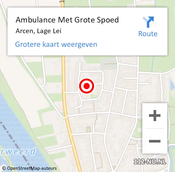 Locatie op kaart van de 112 melding: Ambulance Met Grote Spoed Naar Arcen, Lage Lei op 20 februari 2020 19:43