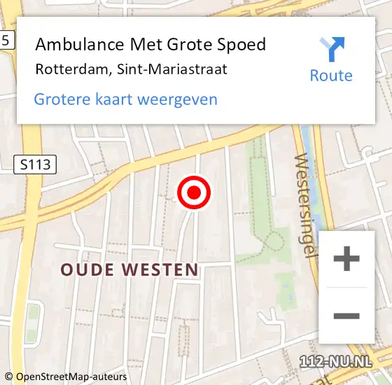Locatie op kaart van de 112 melding: Ambulance Met Grote Spoed Naar Rotterdam, Sint-Mariastraat op 20 februari 2020 20:18